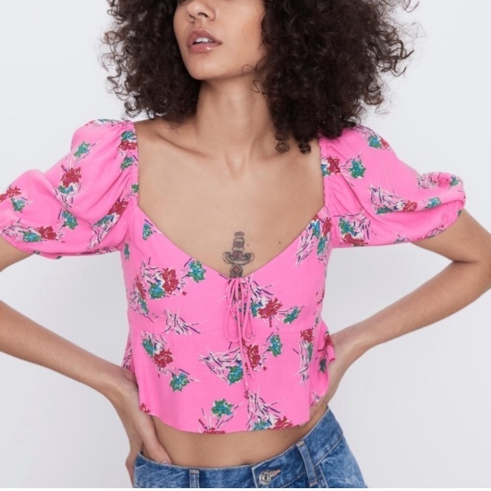 ZARA Floral Crop Top